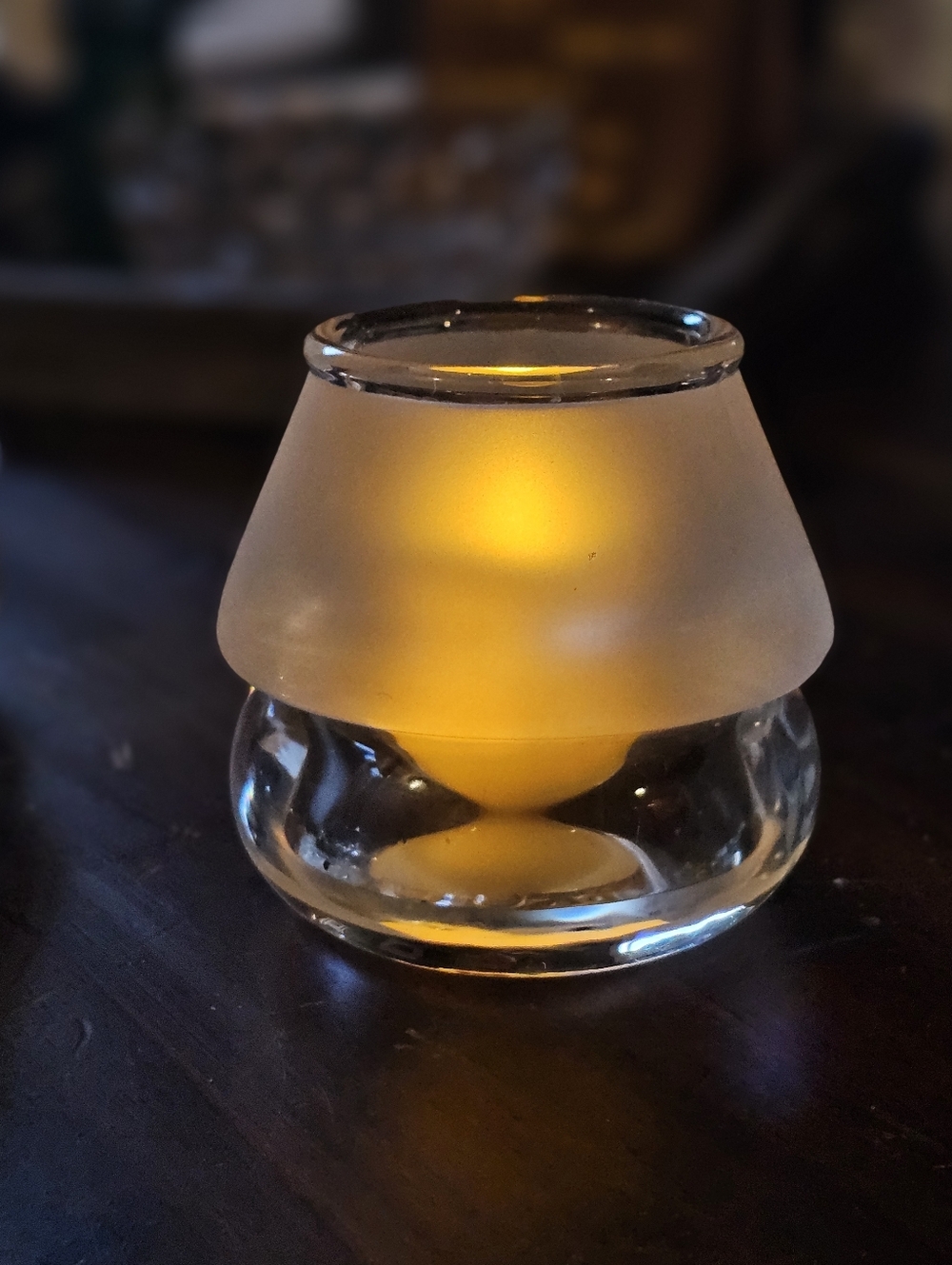 Sterno Chatterly Mushroom frosted glass candle lamp